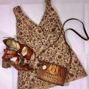 KUHL floral pattern tan/red/yellow sleeveless top